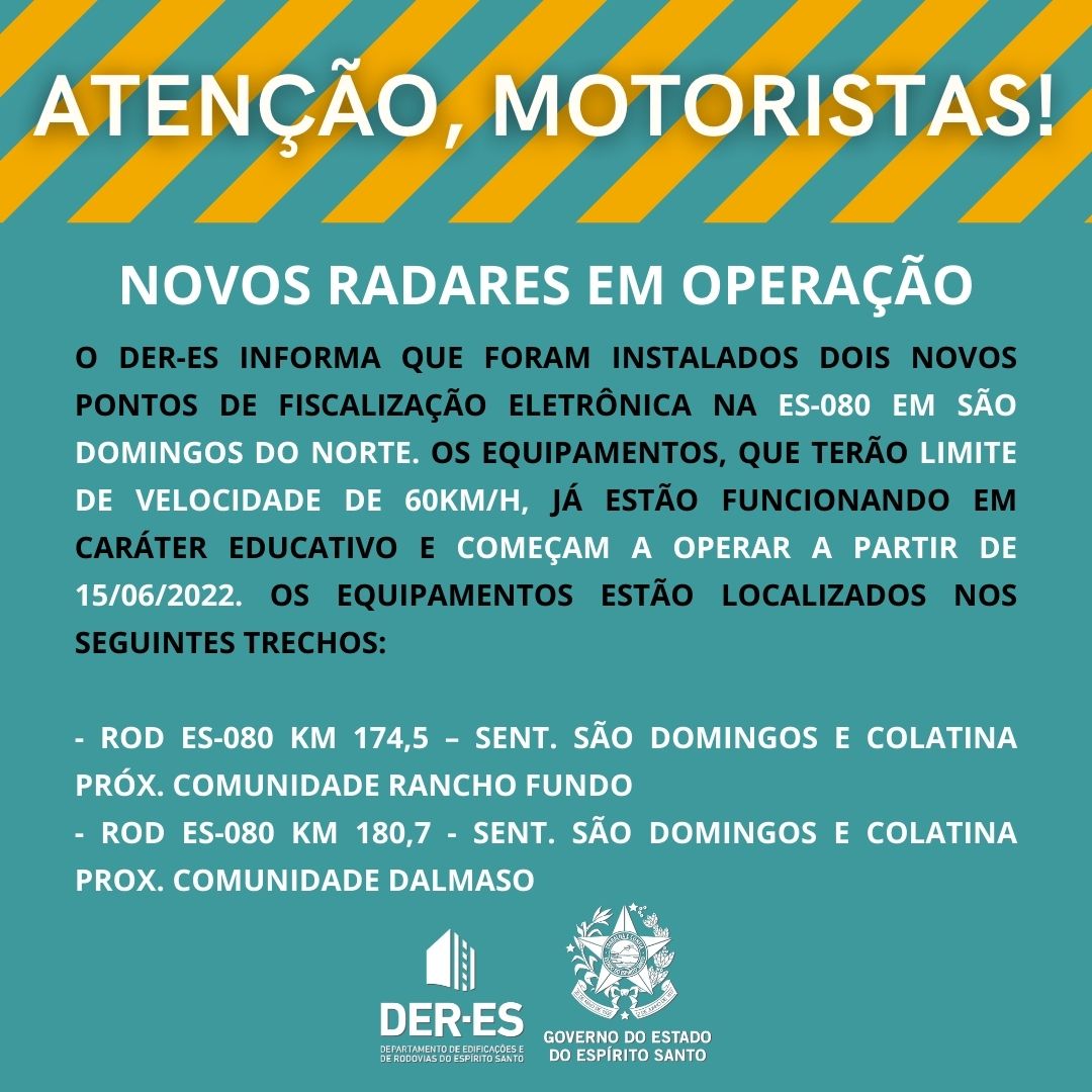 Novos Radares Sâo Domingos ES 080